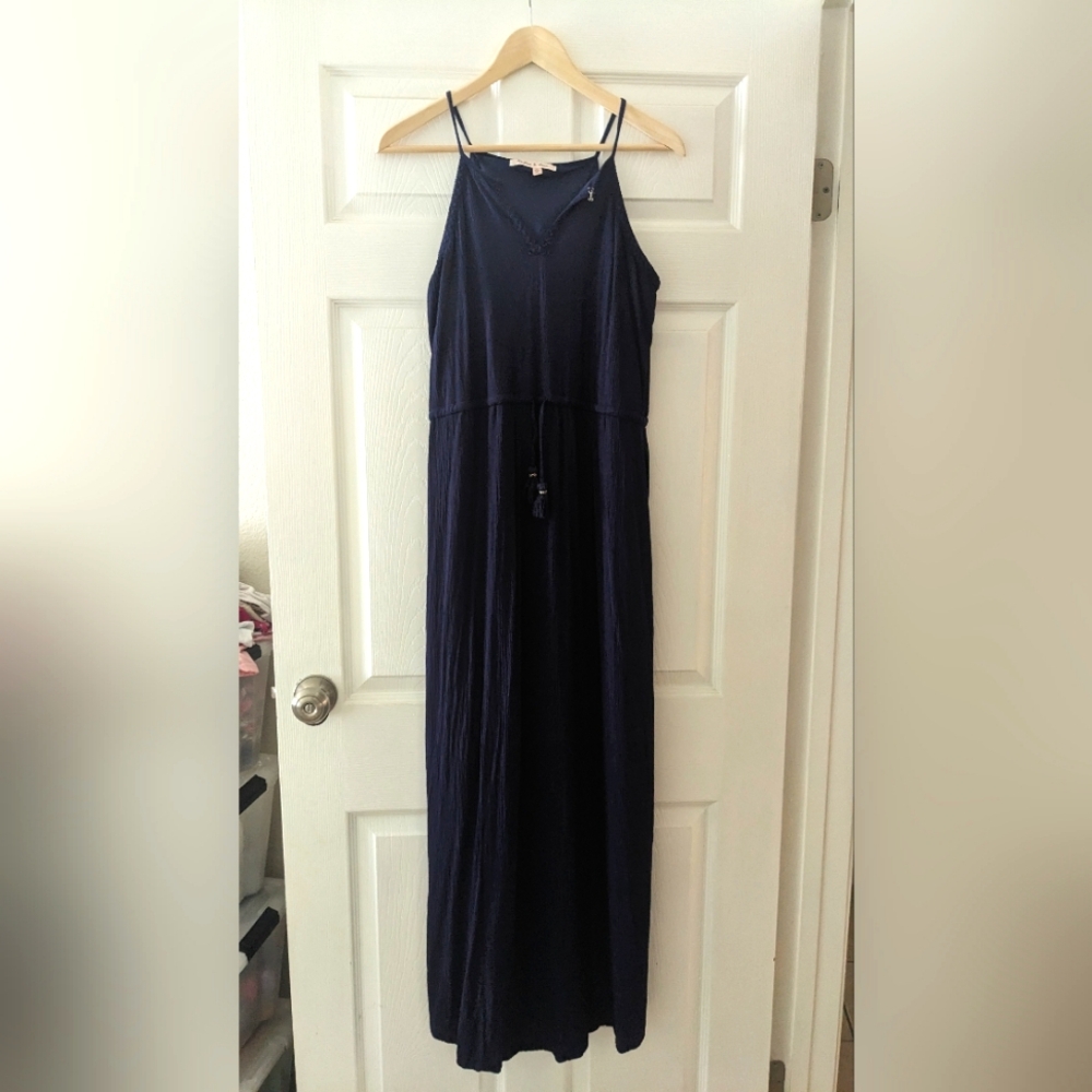 🌸ADD ON Navy Blue Halter Maxi Dress - Picture 1 of 10